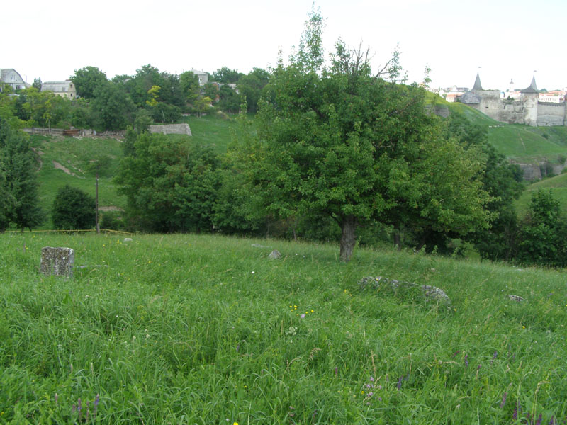 На передньому плані: частина єврейського кладовища. На задньому плані: ліворуч - будинки вулиці Кіргізова,  праворуч - Стара фортеця. Фото Сергія Єрмакова