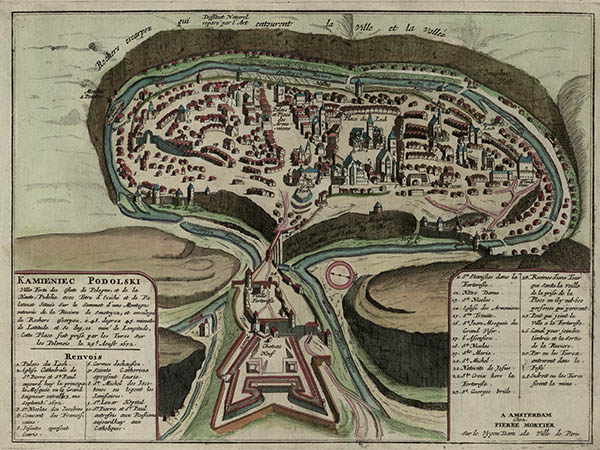 Із польського цифрового архіву Polona.pl. План міста 1701 року. Виданий у Амстердамі П’єром Мортьє