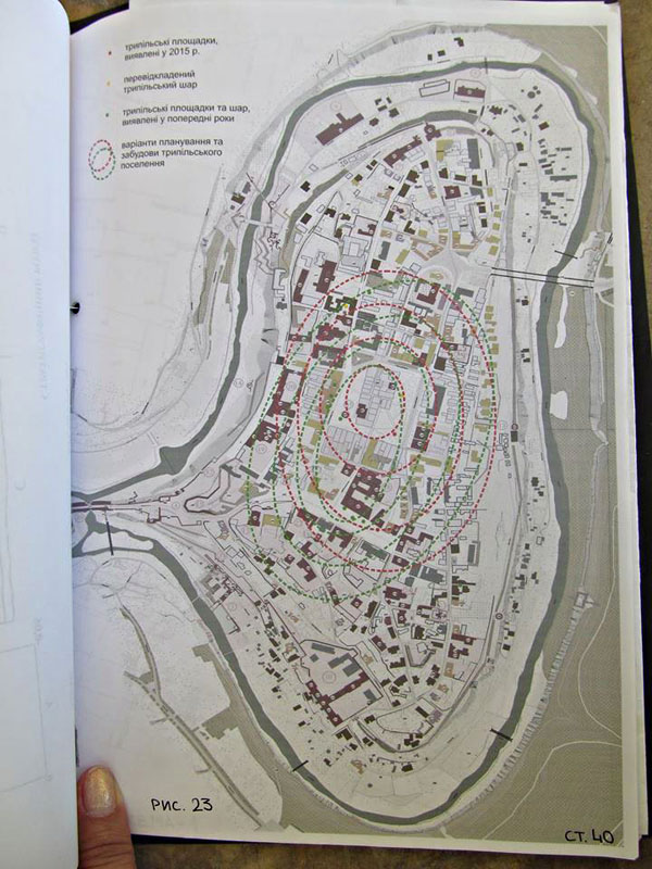 Імовірна схема трипільського поселення на території Старого міста