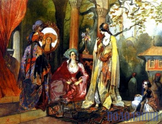 Дружини султана Гирея. Ілюстрація до поеми О.С.Пушкіна «Бахчисарайський фонтан». 1837. Акварель